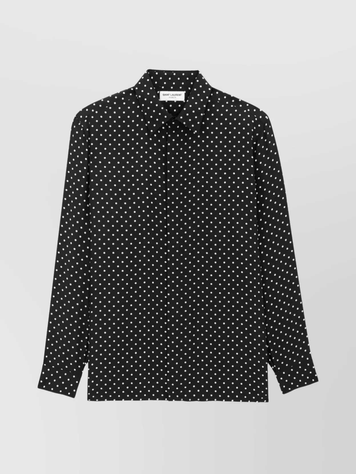 Shop Saint Laurent Polka Dot Collar Shirt With Long Sleeves