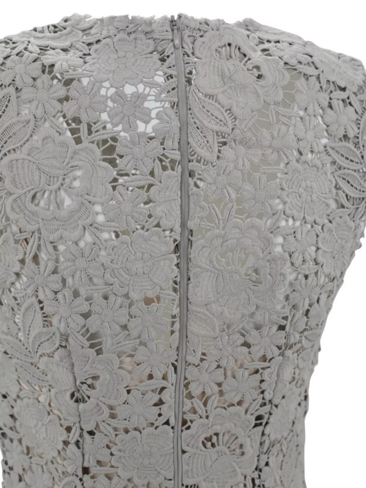 P.a.r.o.s.h Light Grey Lace Midi Dress