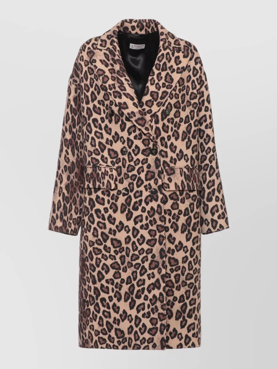 Alberto Biani Virgin wool animal print long coat