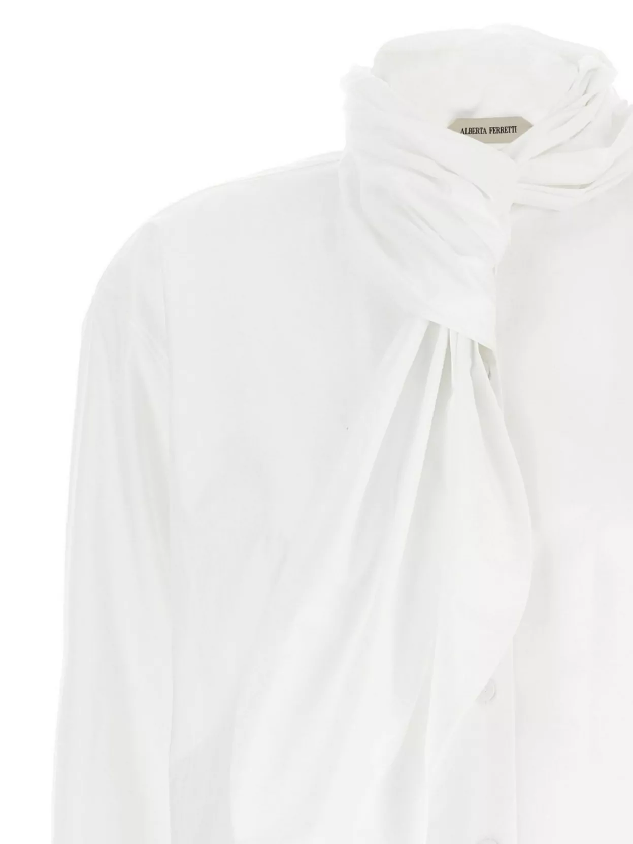 Alberta Ferretti Draped High Collar Long Sleeves Shirt