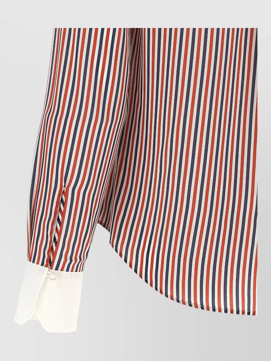 Thom Browne Silk Striped Detachable Lavallière Collar Shirt