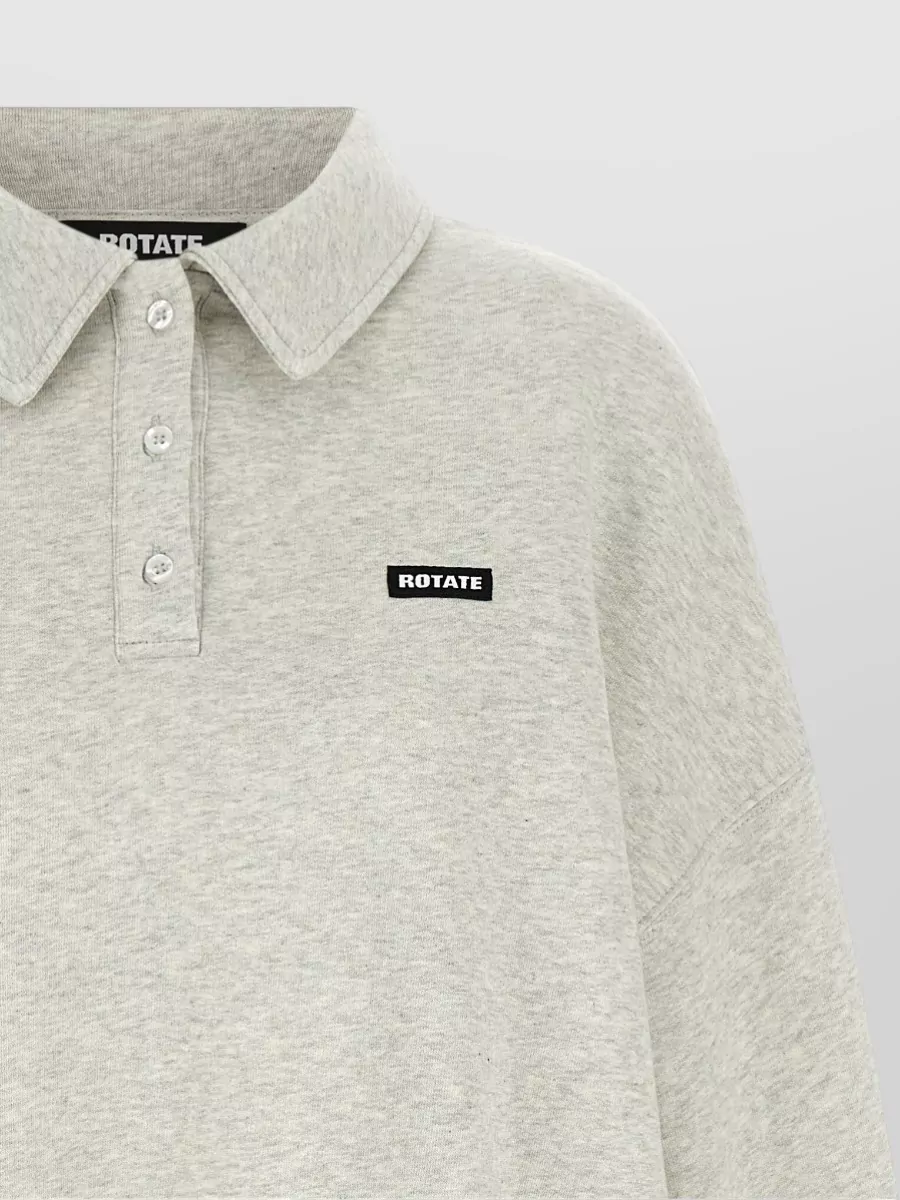 Rotate Birger Christensen Organic Cotton Oversized Fleece Polo Sweatshirt