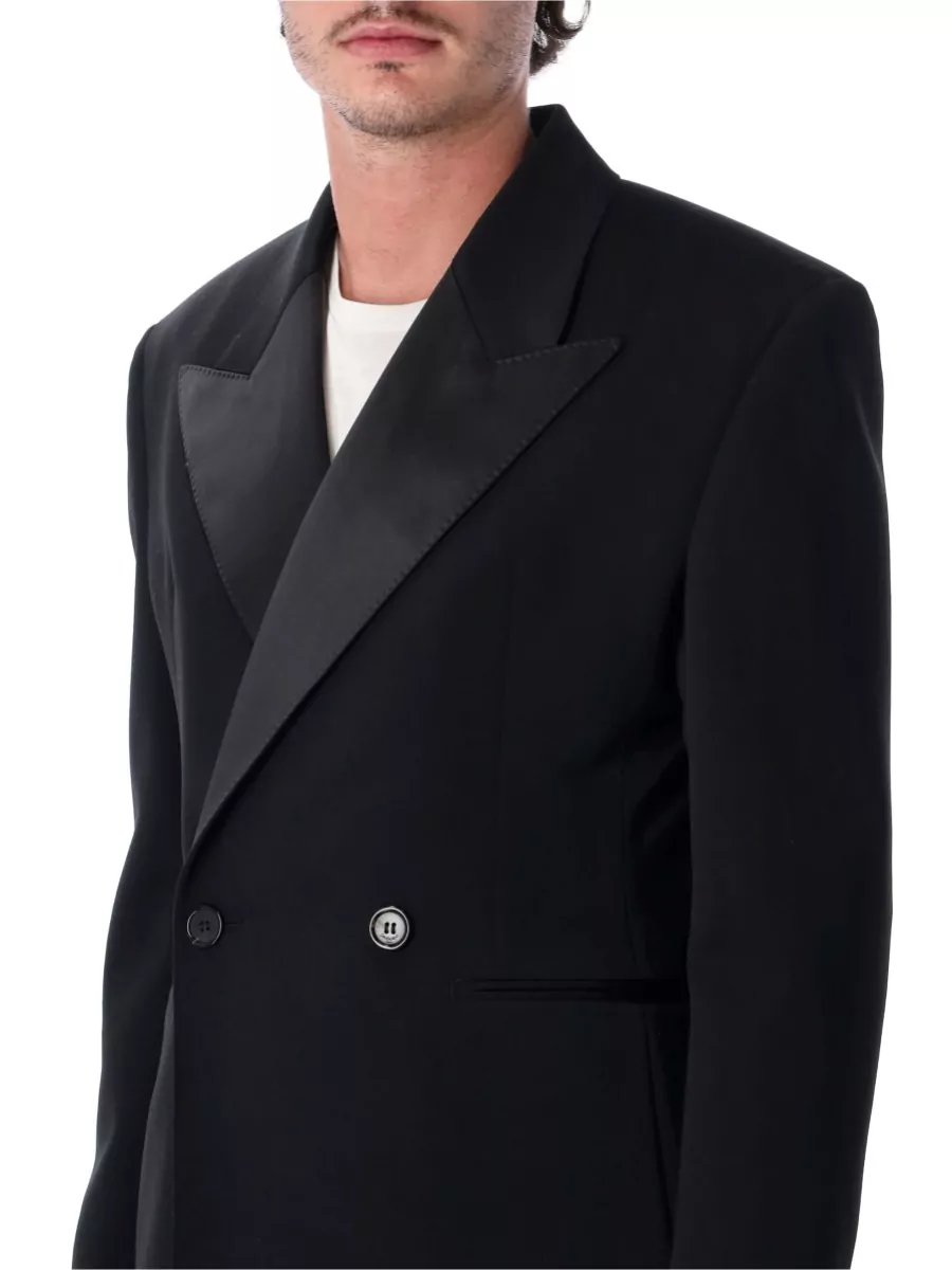 Saint Laurent Wool Double-Breasted Tuxedo Jacket