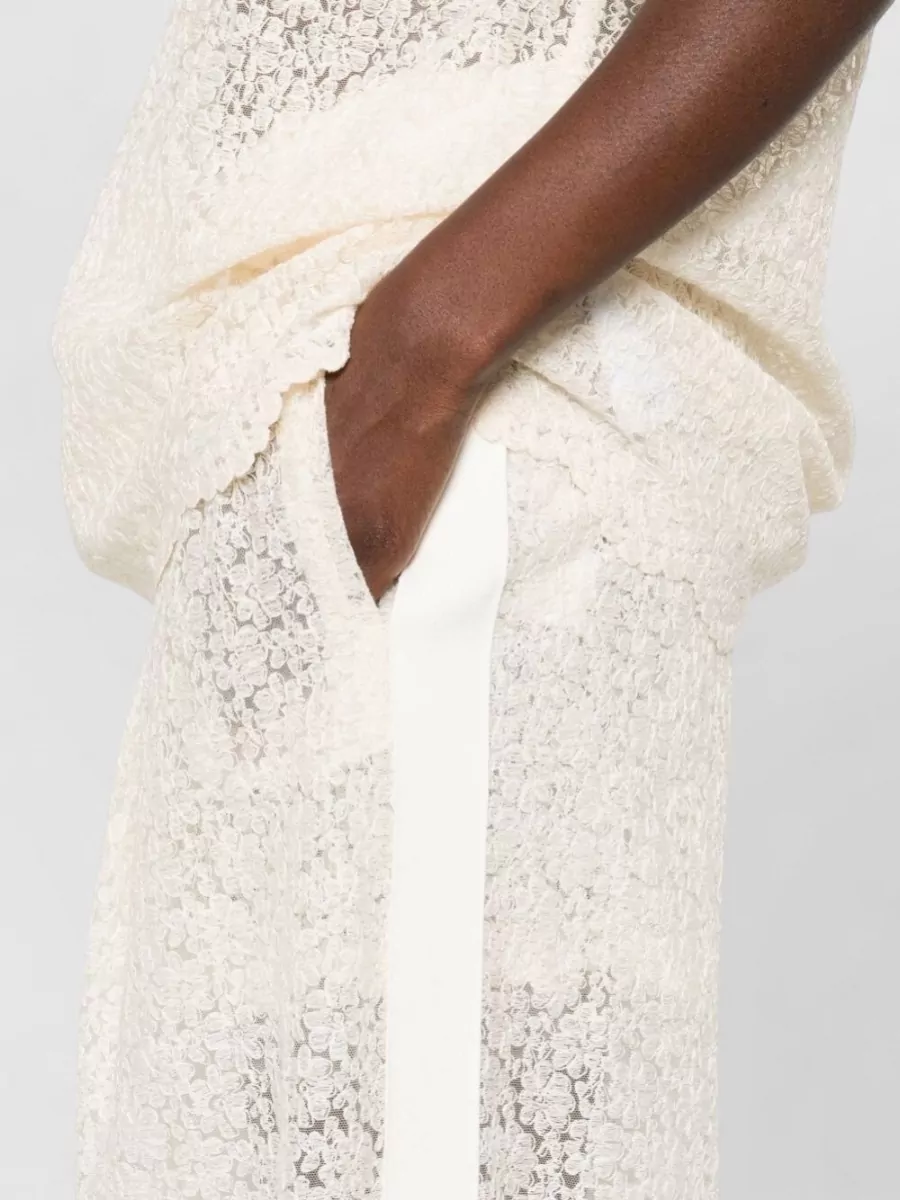 Ermanno Scervino Lace Sheer Wide Leg Embroidered Trousers