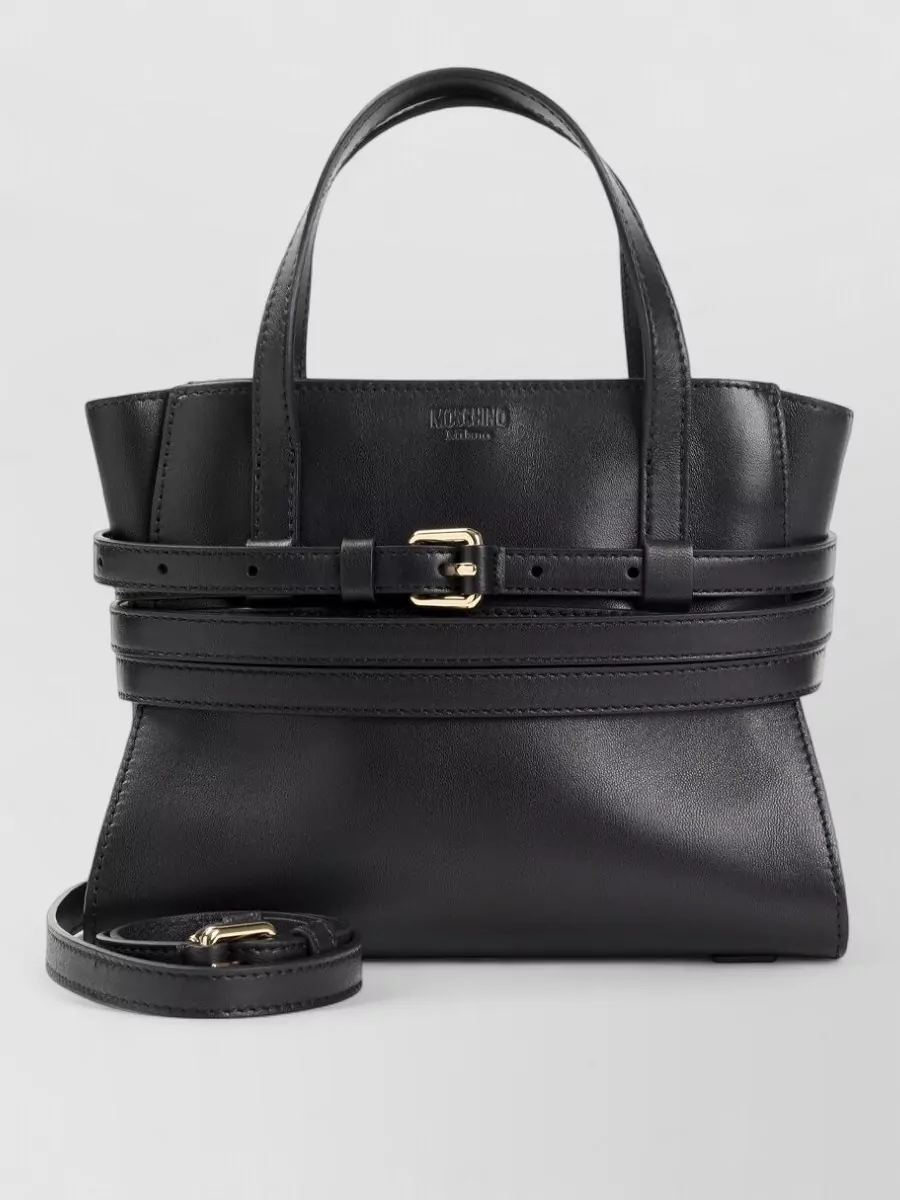 Moschino leather belted tote bag