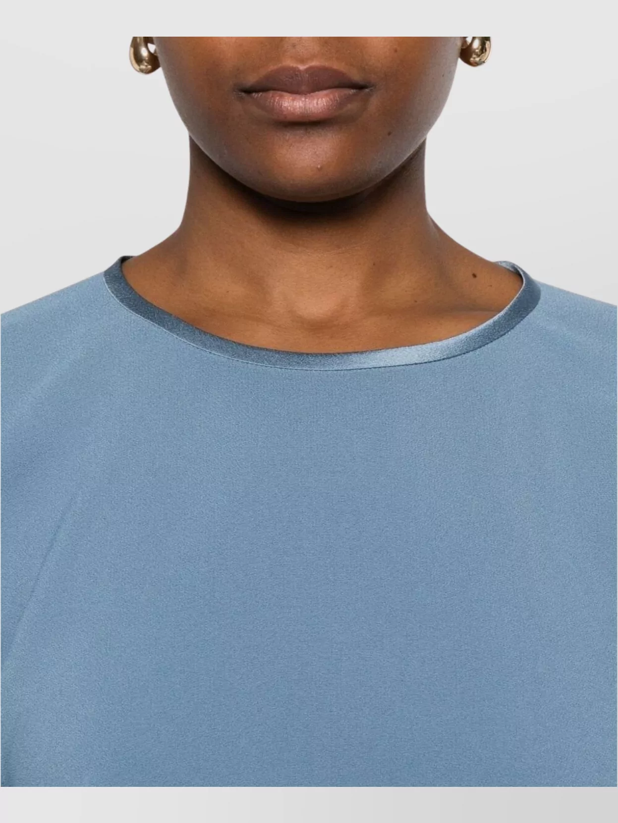 Forte Forte Round Neck Long Sleeve Satin Top