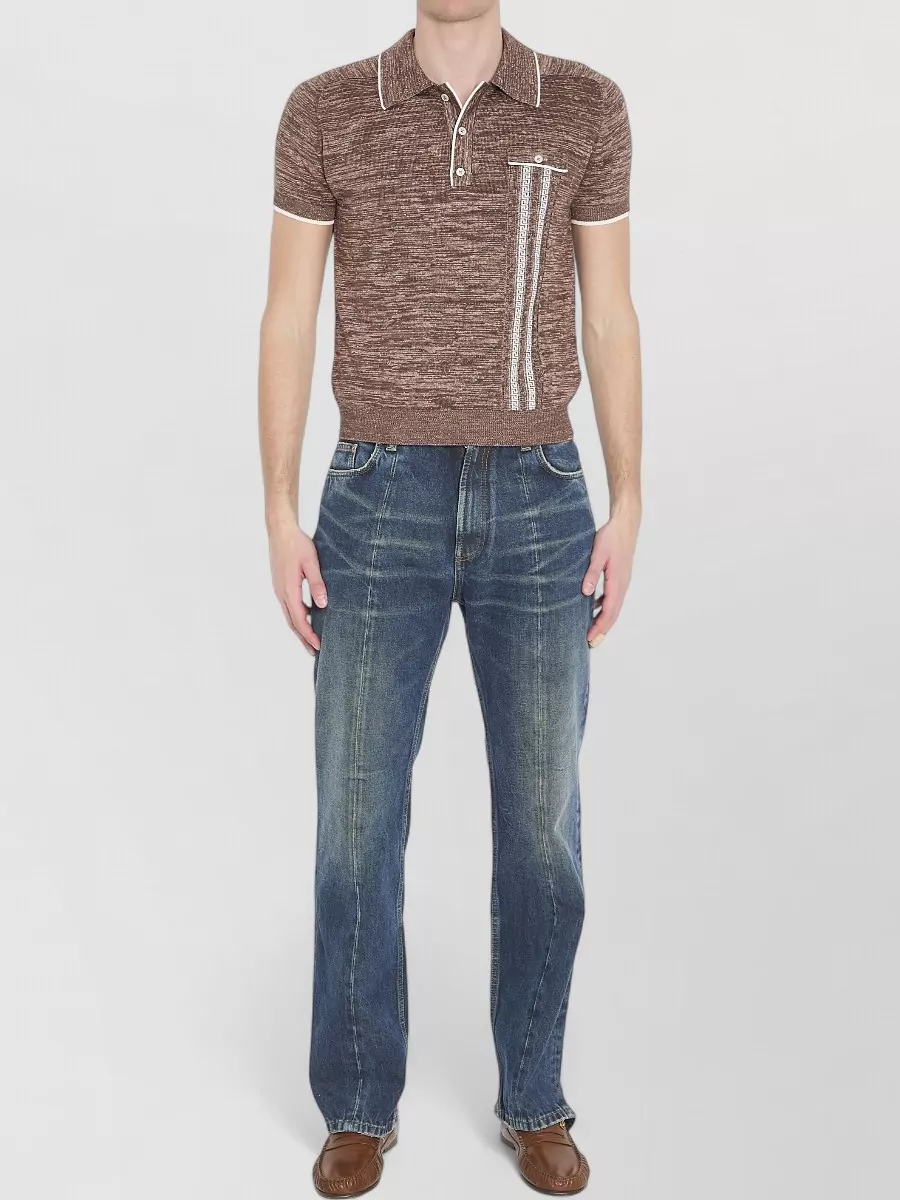 Versace silk-blend mouliné knit polo shirt