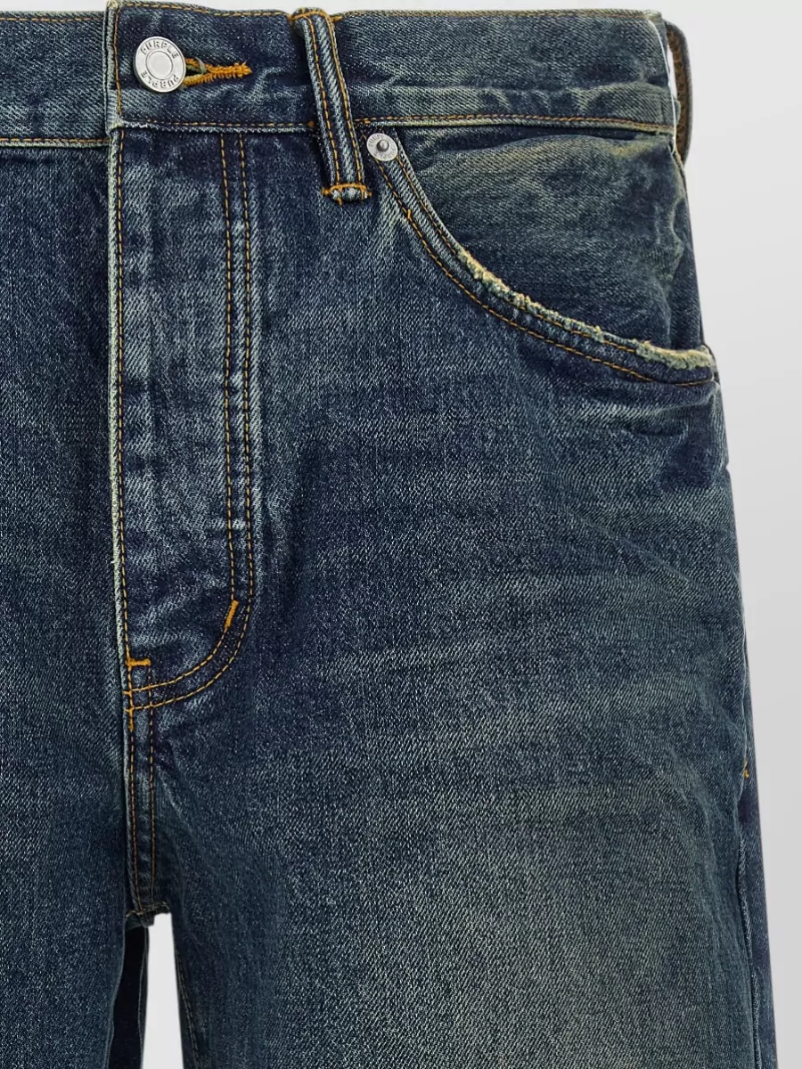 Purple Denim Wide-Leg Bermuda Shorts