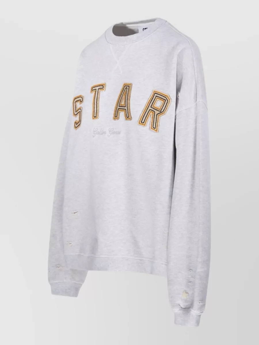 Golden Goose Unisex Crew Neck Sweatshirt Oversized Ribbed Cuffs