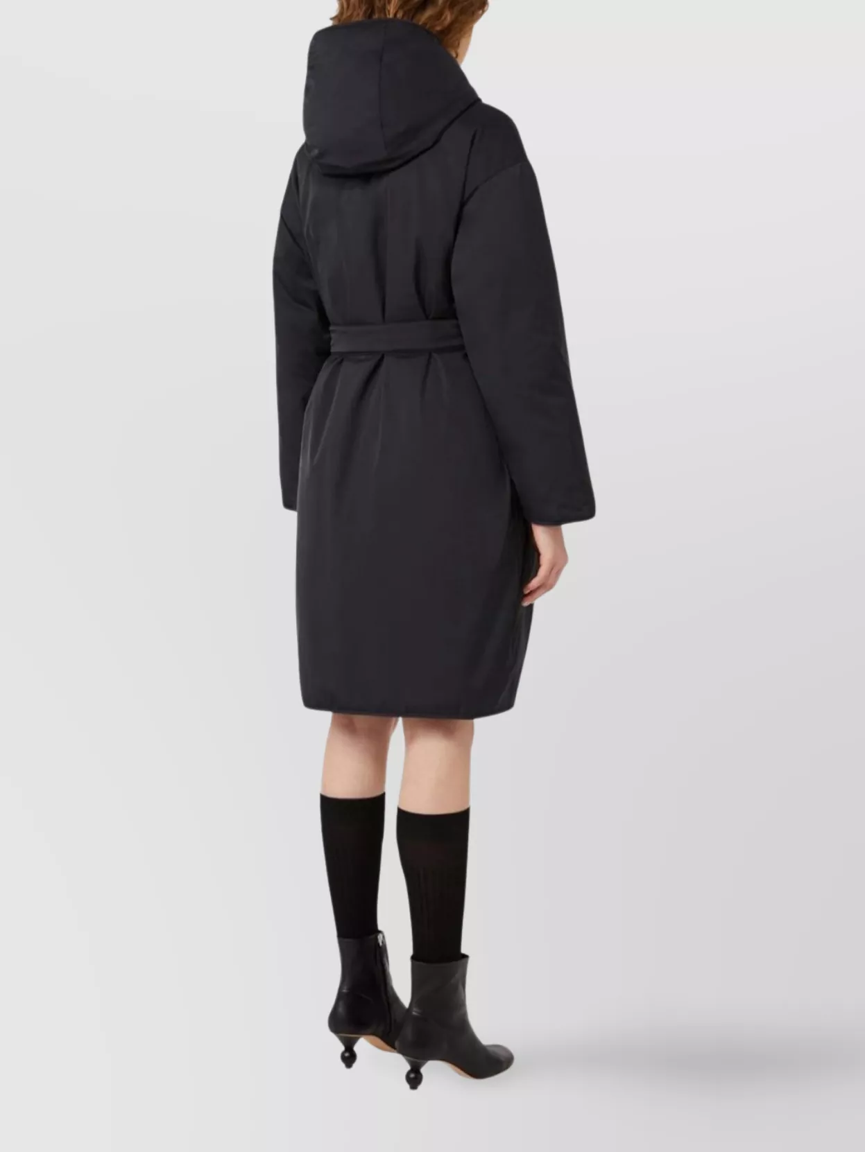 Weekend Max Mara Waist Belted Long Quilted Hooded Pockets