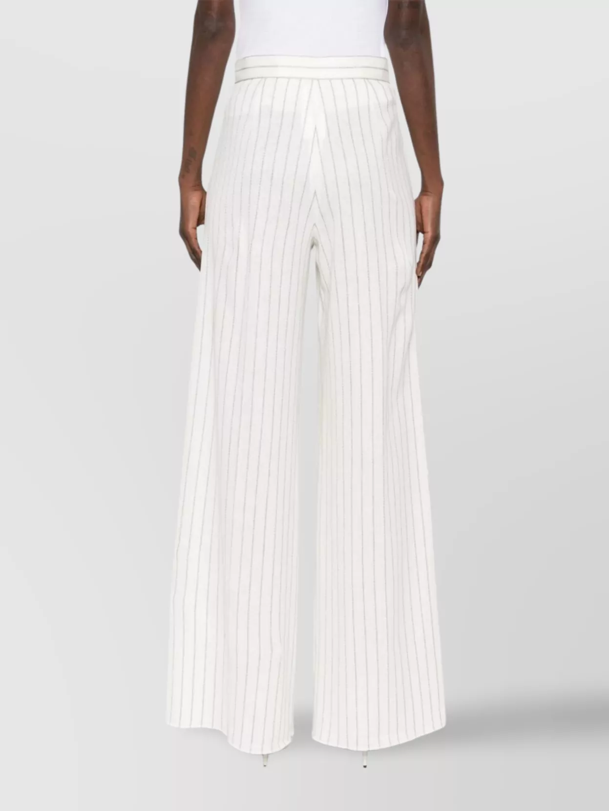 Max Mara Wide-Leg High Waist Trousers With Vertical Stripes