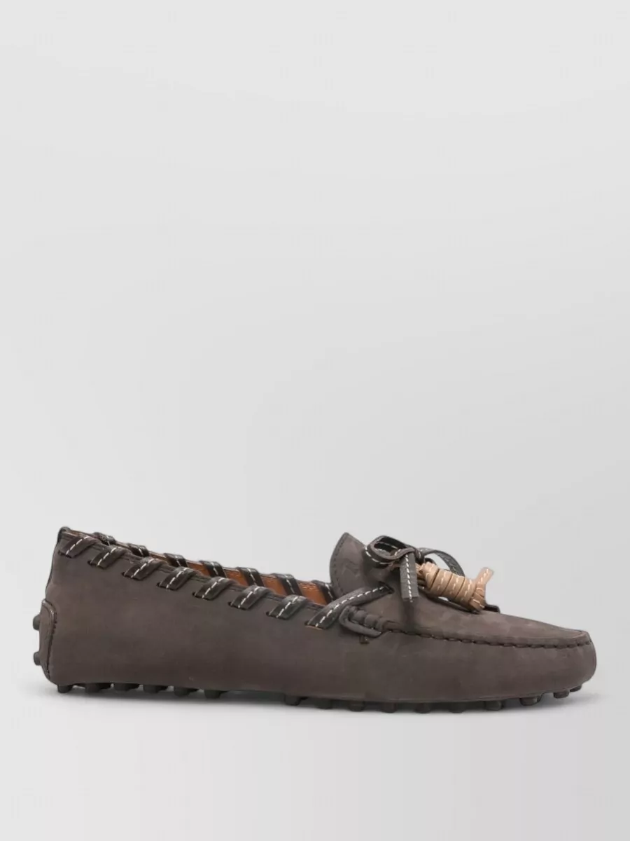 Tod's Leather Gommino Loafers Flat Sole Bow