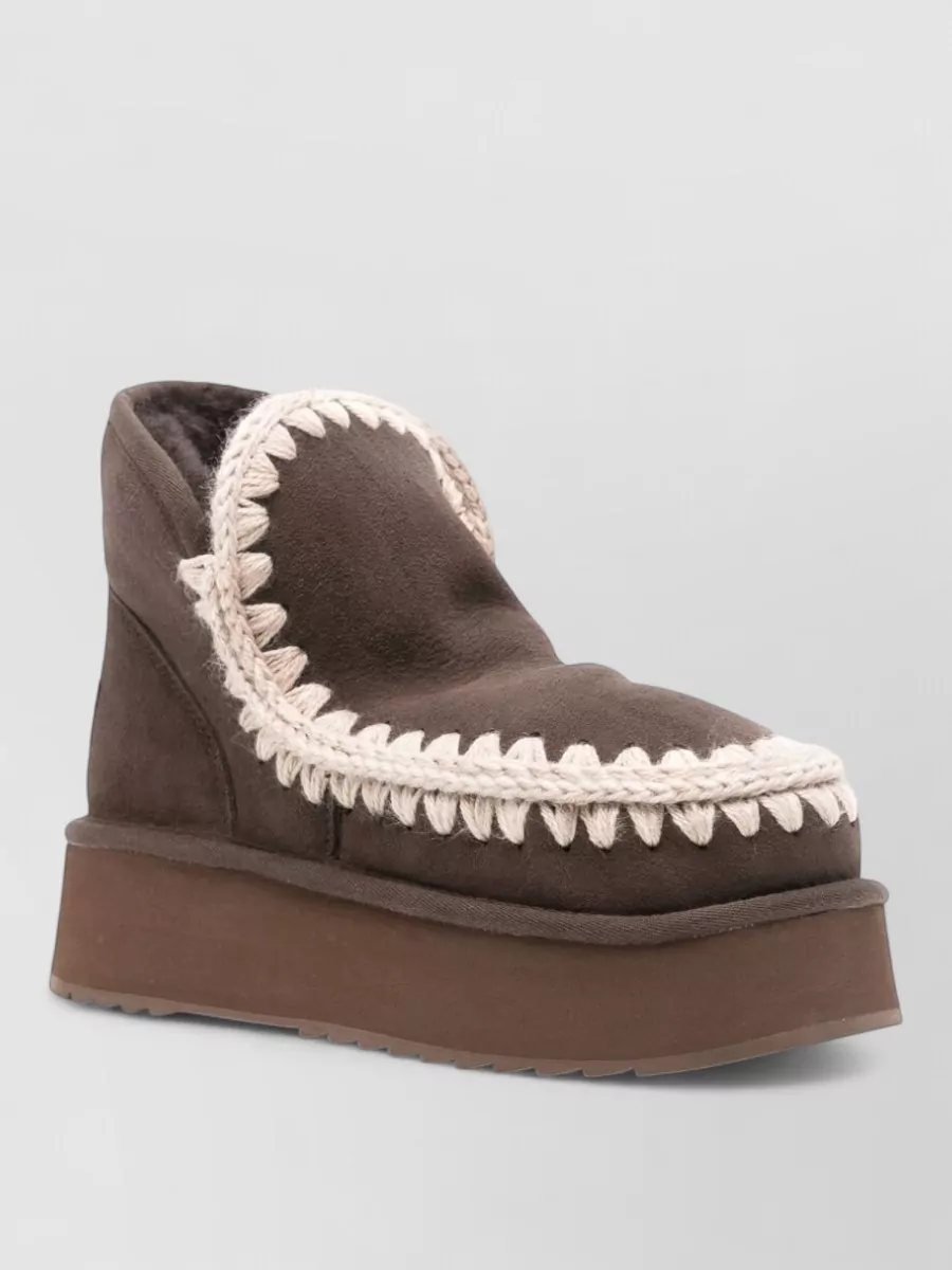 Mou shearling-lined whipstitch ankle slippers