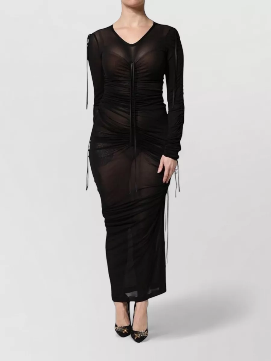 Dolce&Gabbana sheer ruched long-sleeve maxi dress