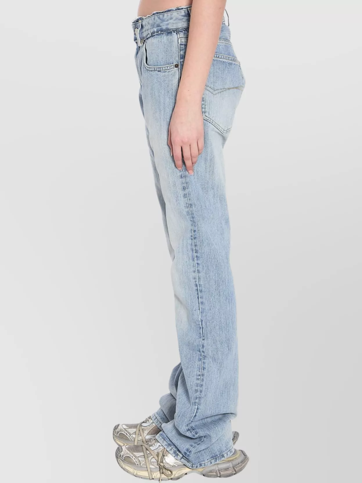 Balenciaga Low-Rise Raw-Cut Waistband Denim Trousers