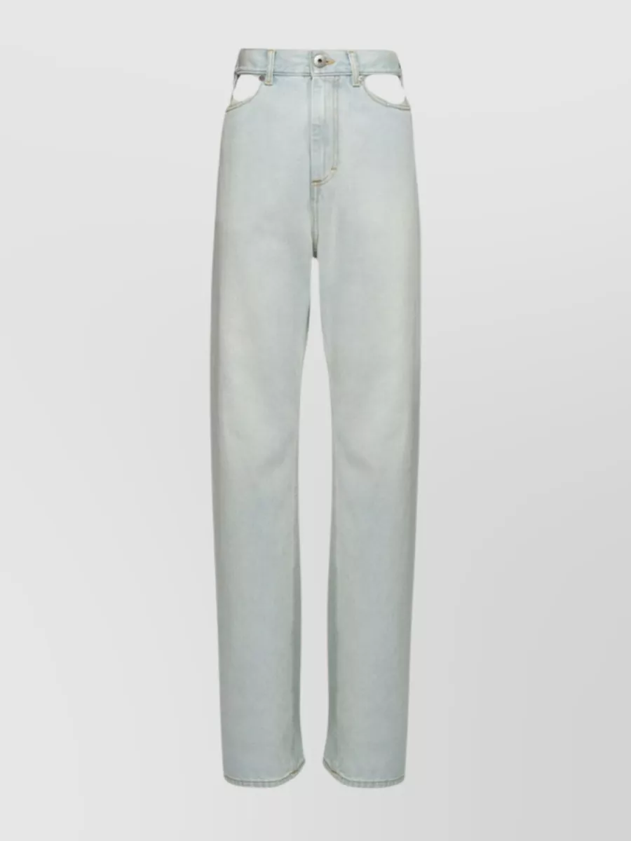 Shop Maison Margiela Leg Cut-out Wide Jeans In Grey