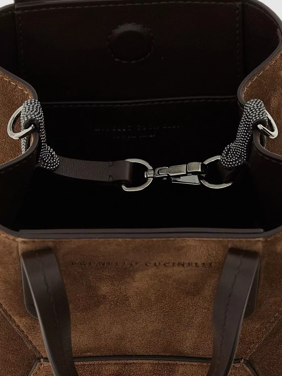 Brunello Cucinelli Mini Suede And Leather Tote Bag