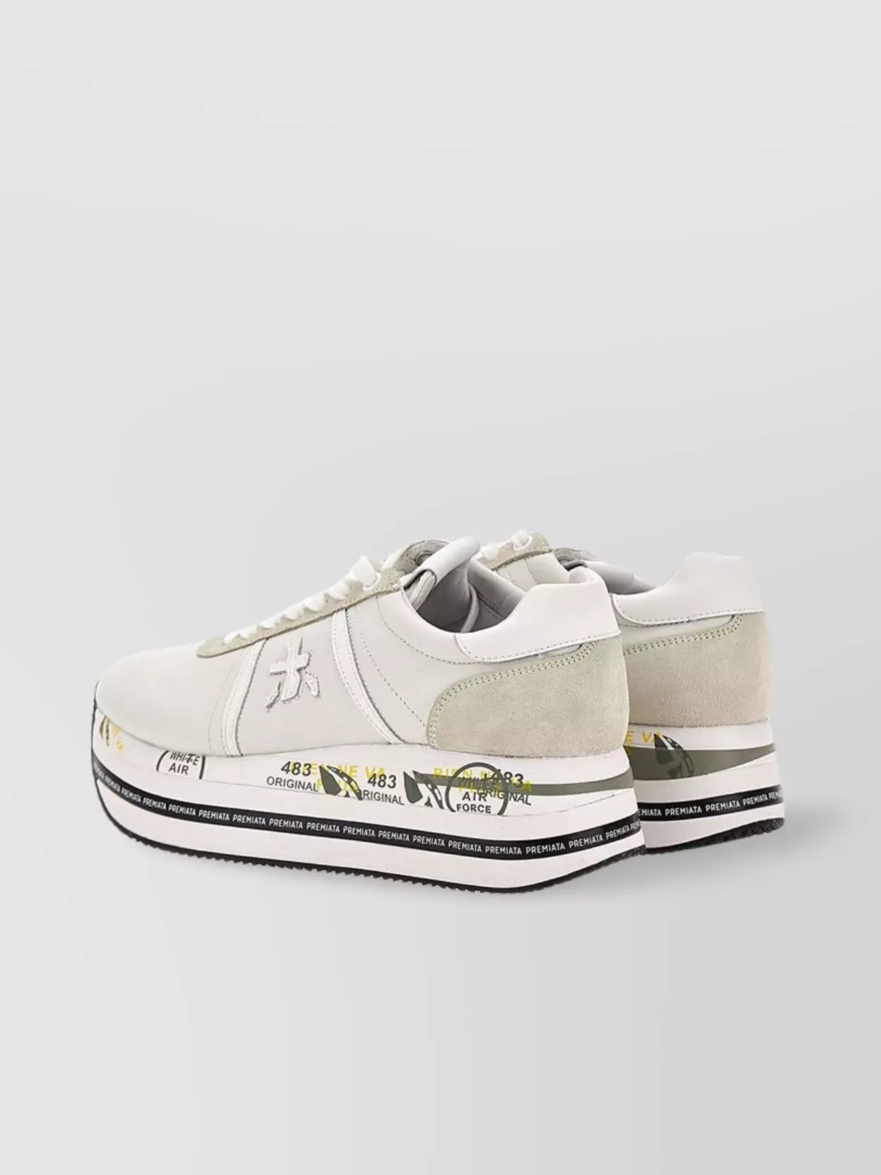 Premiata Platform Sneakers With Contrast Heel And Stripe