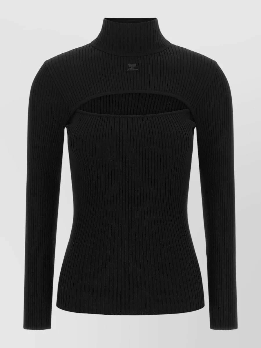 Courrèges ribbed cutout high-neck sweater