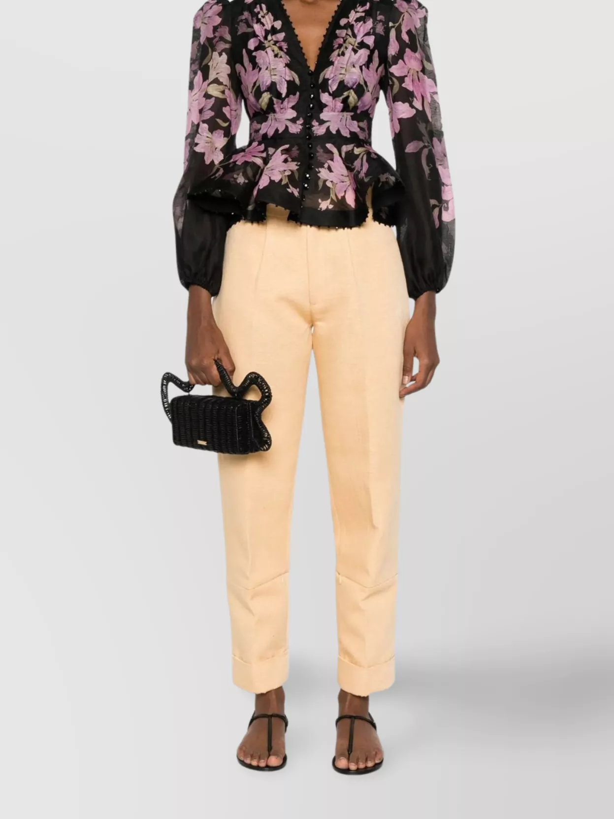 Zimmermann Embellished V-Neck Blouse Peplum Detail