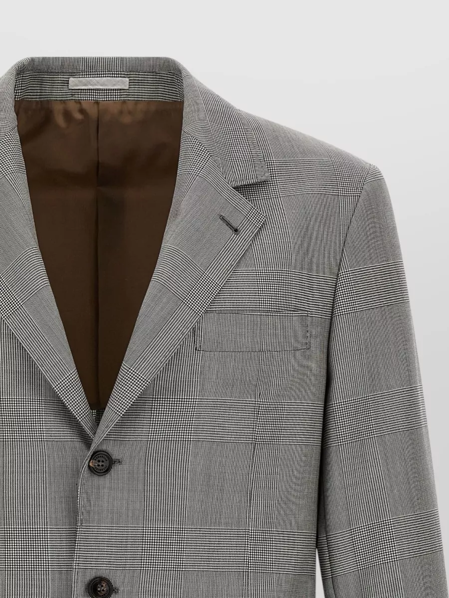 Brunello Cucinelli Wool Prince Of Wales Single-Breasted Suit Jacket