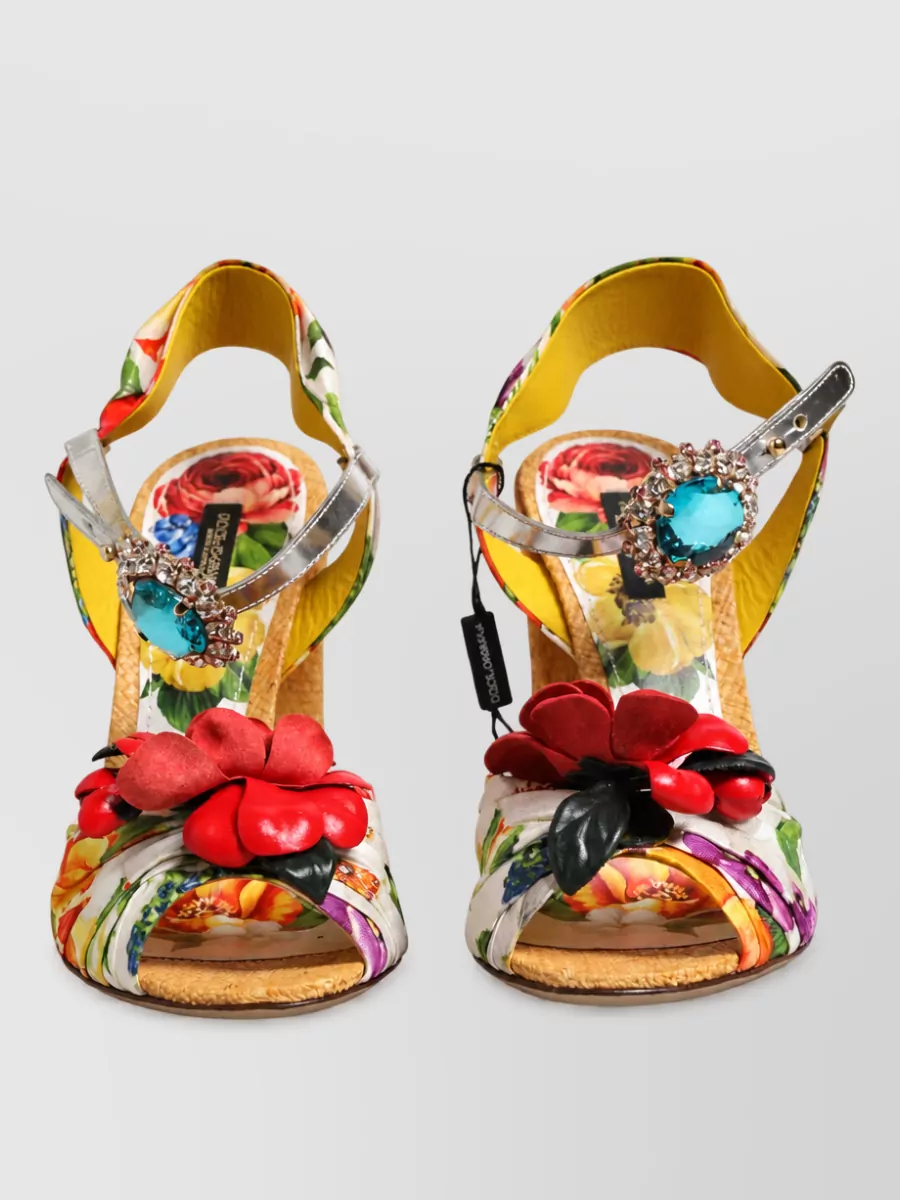 Dolce&Gabbana silk floral crystal-embellished sandals