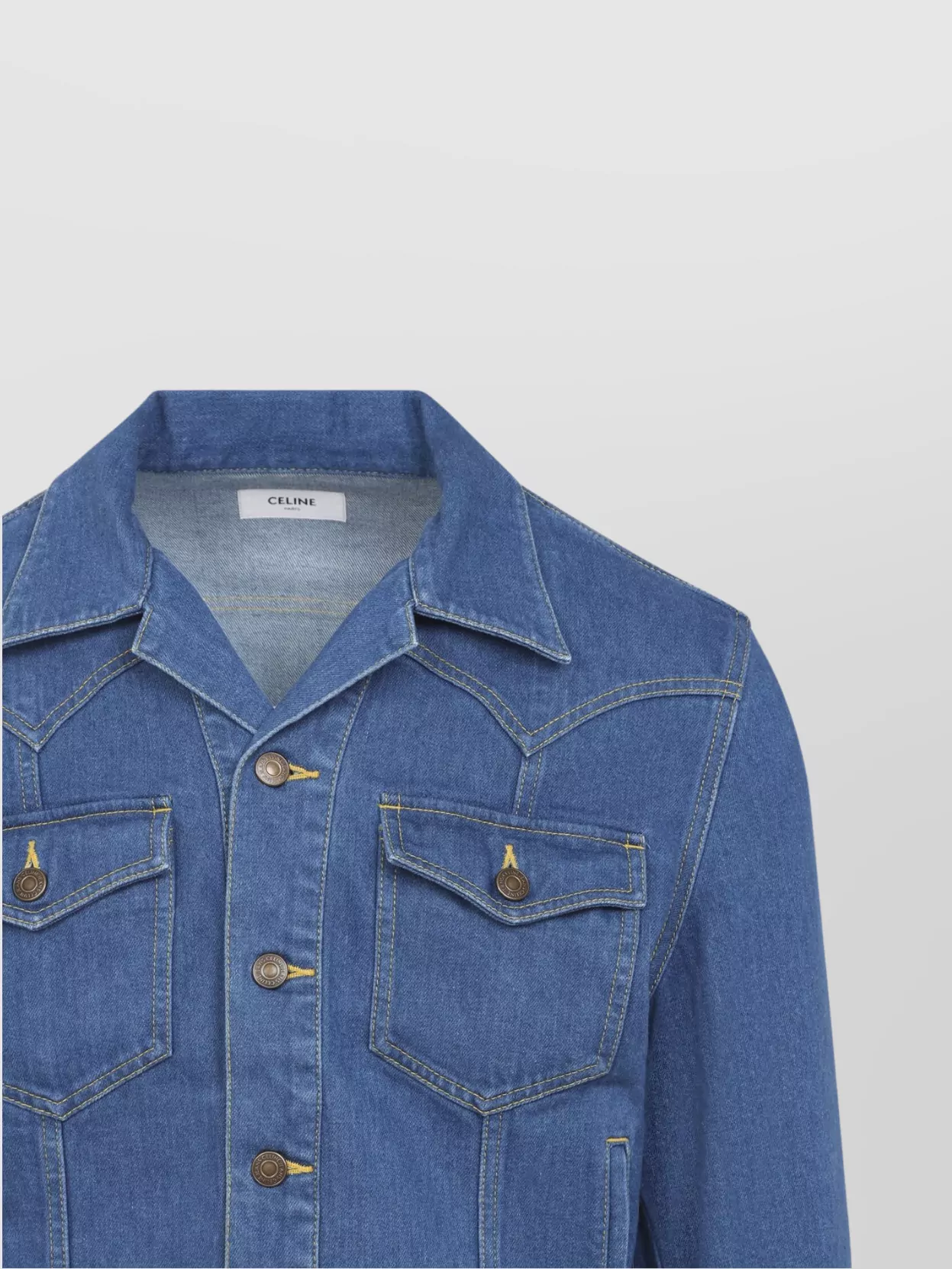 Celine Denim Trucker Jacket Featuring Chest Pockets