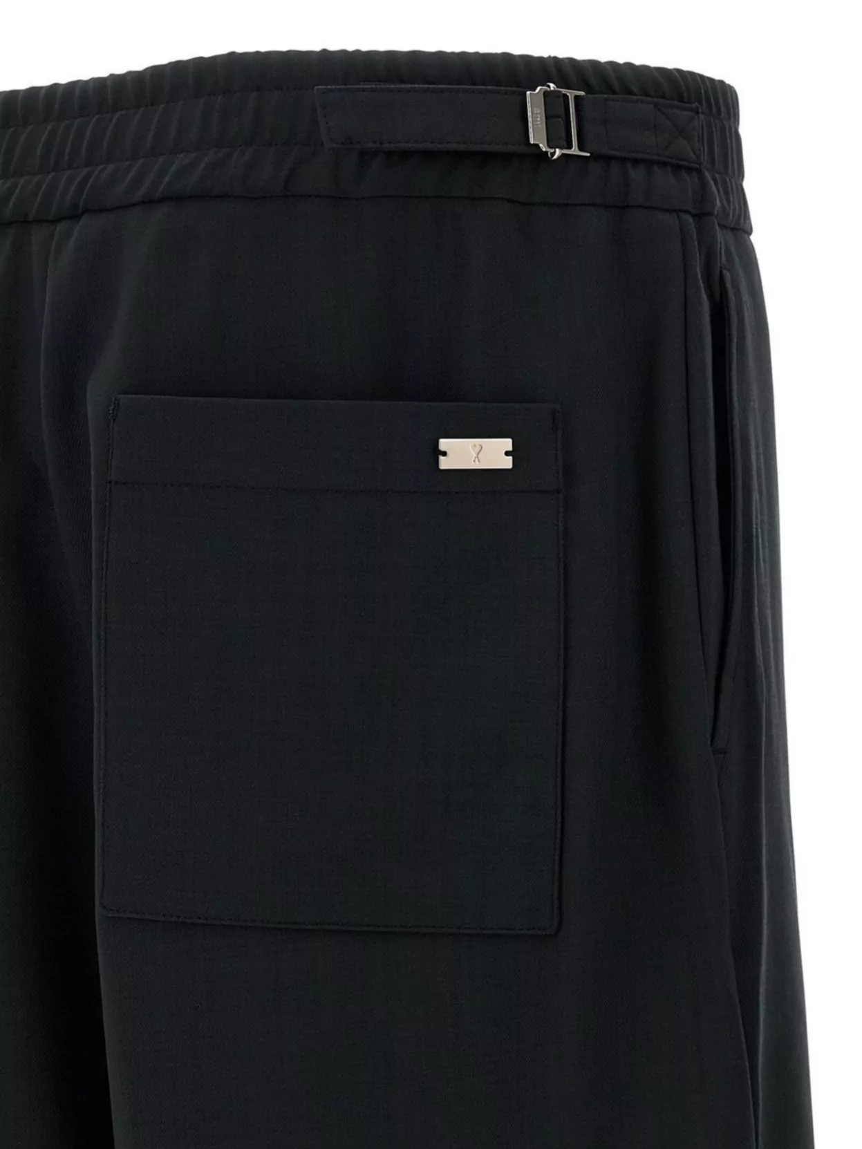 Ami Alexandre Mattiussi Wool Trousers With Back Pockets And Wide Leg In Blue