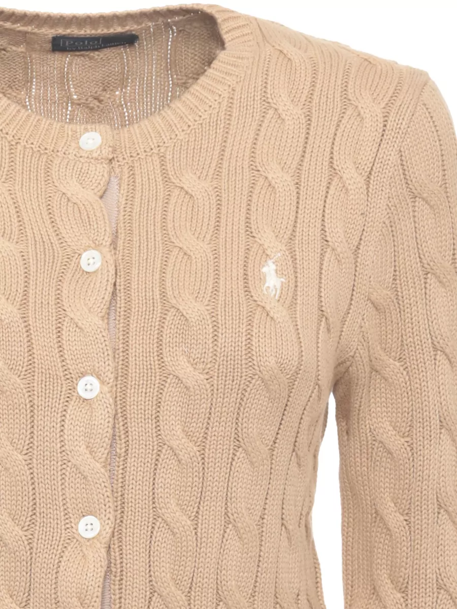 Ralph Lauren Crew Neck Cotton Cardigan Braided Pattern