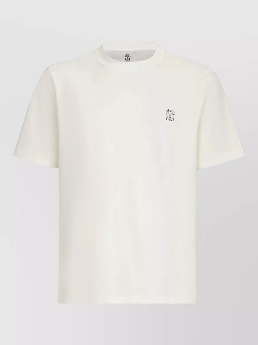 Brunello Cucinelli Cotton Logo Print Short Sleeve T Shirt