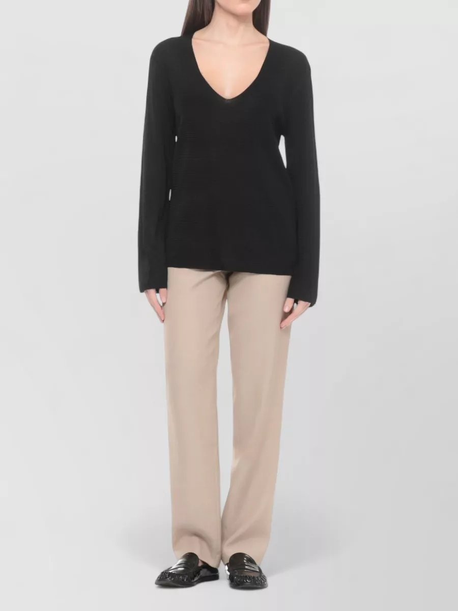 Loulou Studio V-Neck Long-Sleeve Knitted Top