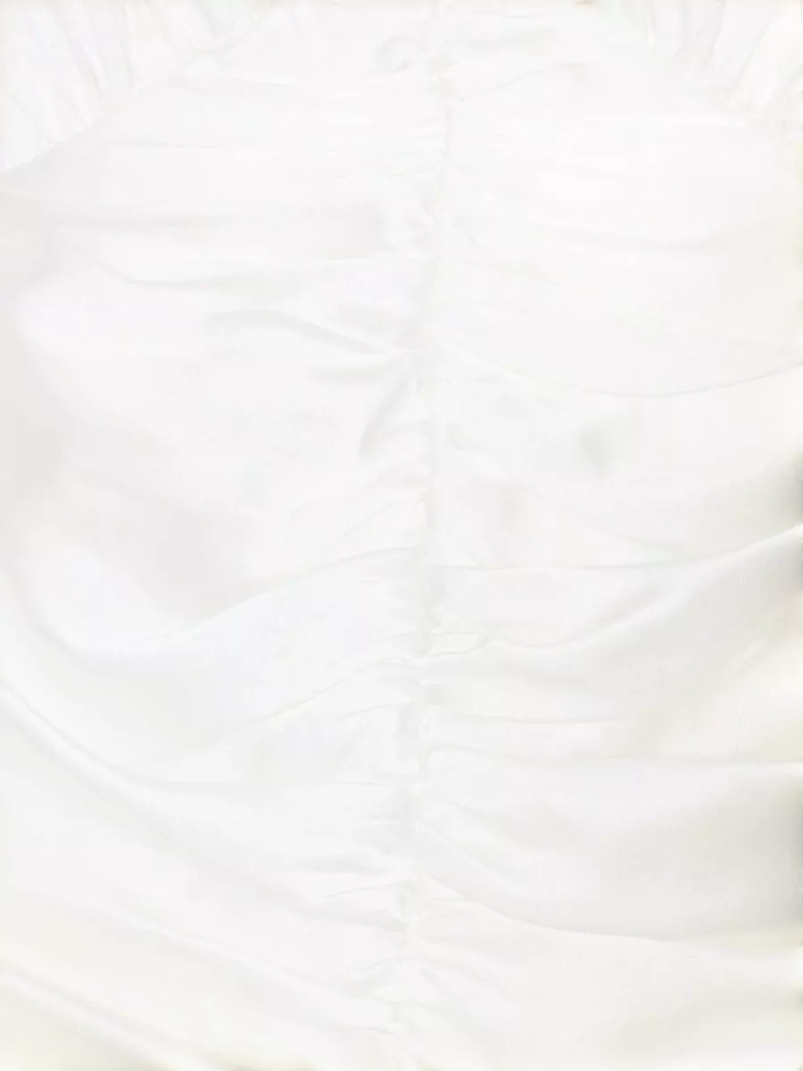 Rotate Silk V-Neck Gathered Mini Dress