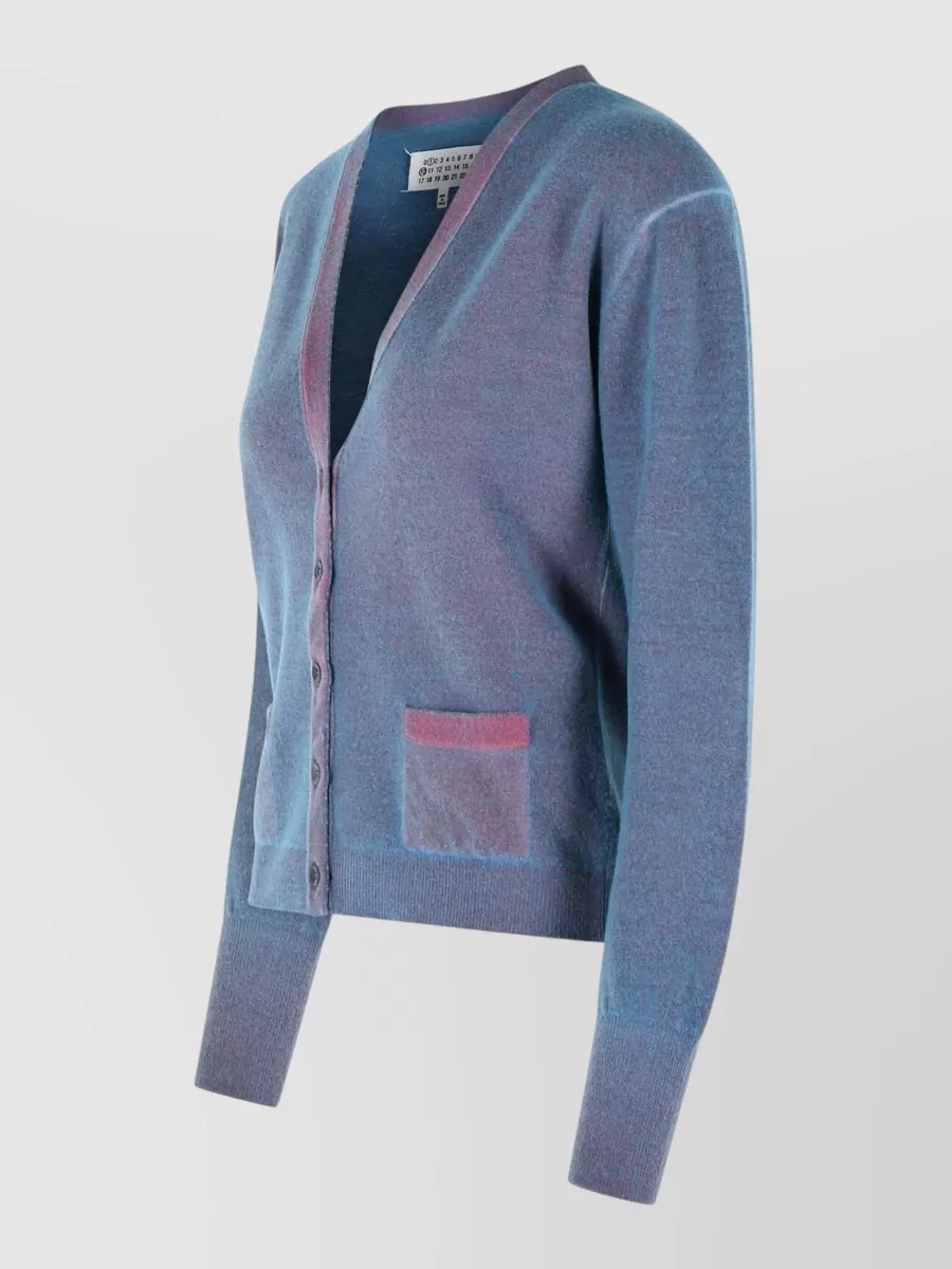 Maison Margiela Virgin Wool Cardigan V Neck Pockets