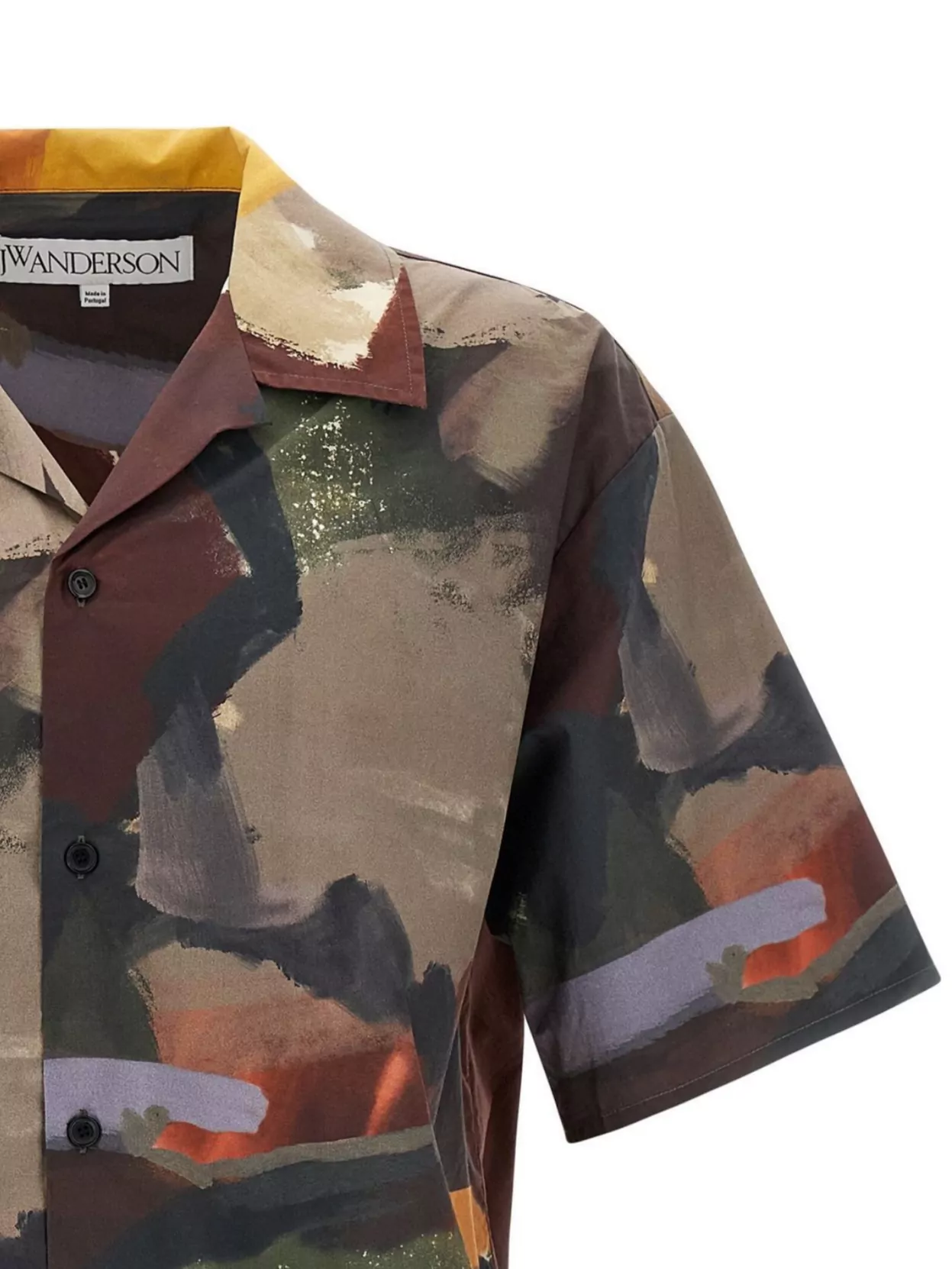Jw Anderson J. W. Anderson Wide V-neck Short Sleeve Shirt With Abstract Print