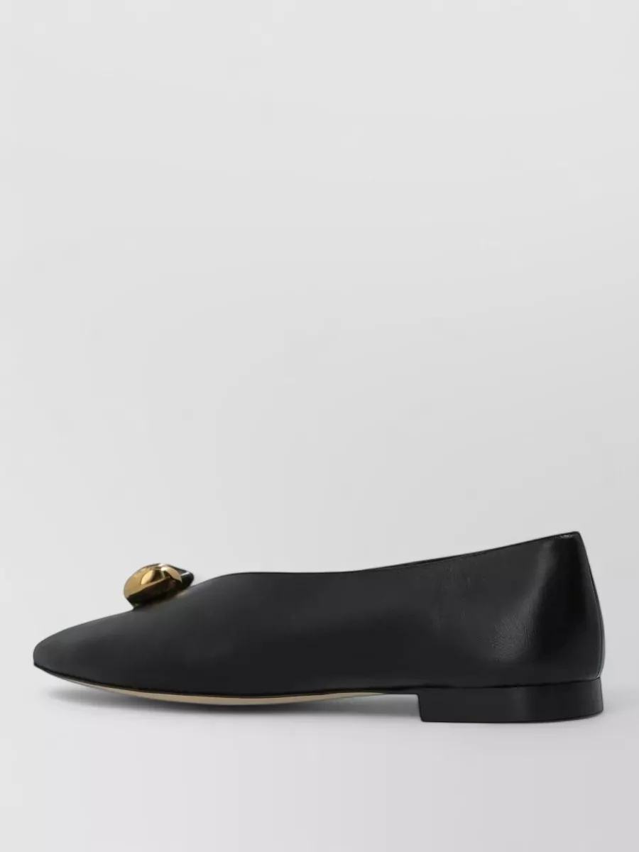 Jimmy Choo Leather Crystal-Embellished Pointed-Toe Ballet Flats