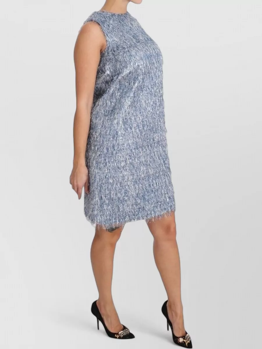 Dolce&Gabbana Silk Fringe Sleeveless Knee-Length Dress
