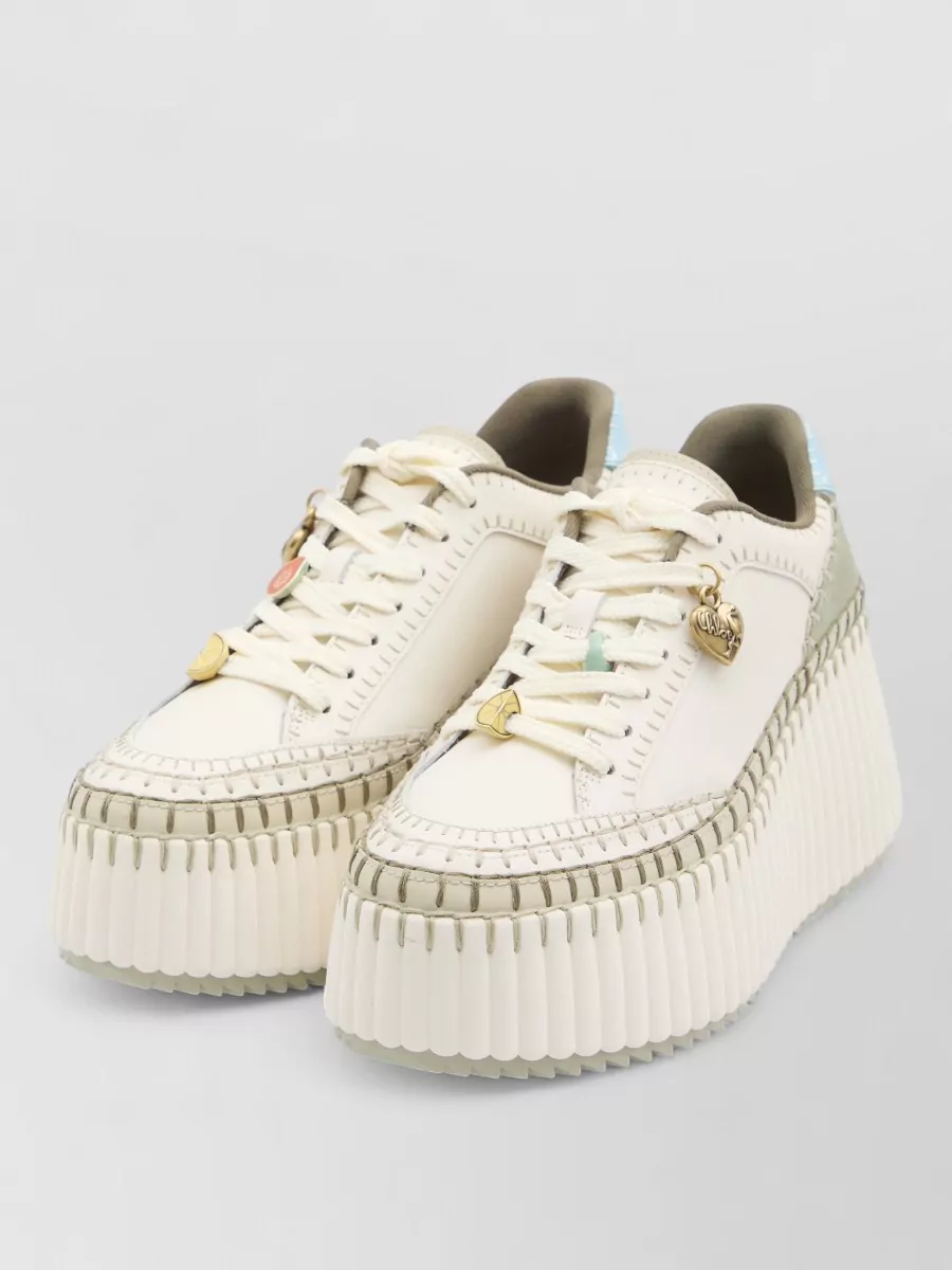 Chloé Leather Wedge Low-Top Sneakers