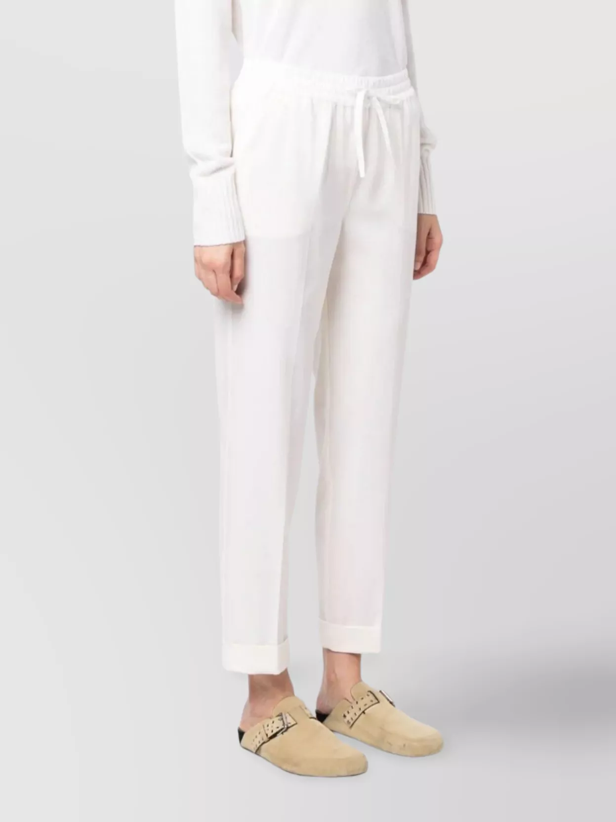 P.A.R.O.S.H TAPERED DRAWSTRING TROUSERS WITH REAR FLAP POCKETS