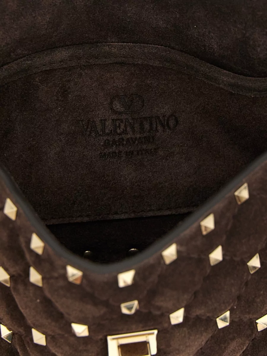 Valentino Garavani Rockstud Spike Small Suede Leather Clutch Bag