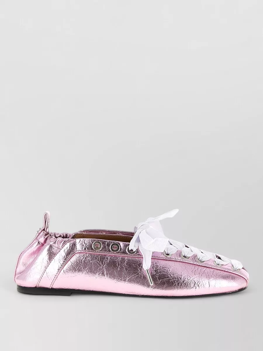 Ganni Lace-Up Ballerina Shoes