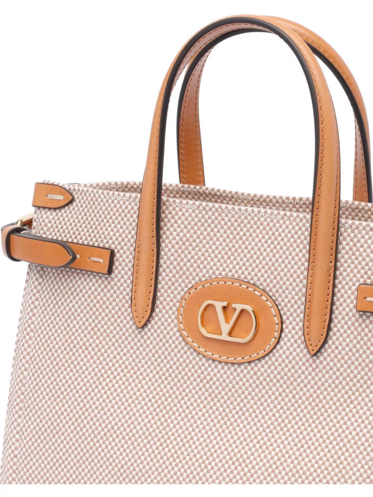 Valentino Leather Tote Bag With Double Handles And Adjustable Strap