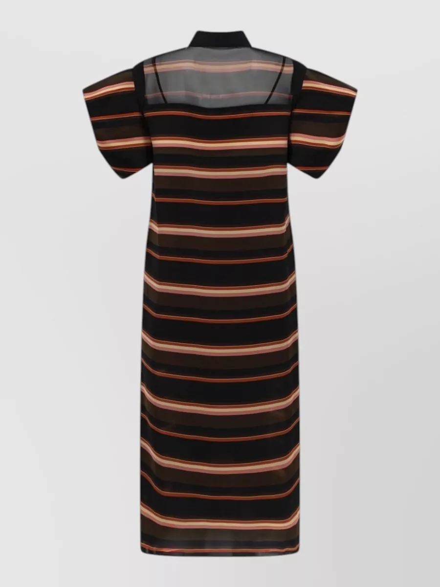 Sacai Horizontal-Stripe Print Midi Dress