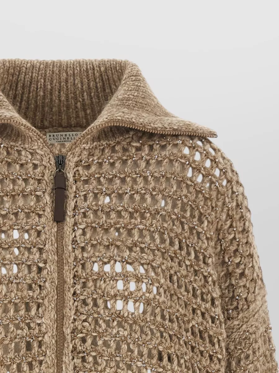 Brunello Cucinelli Ribbed Cashmere-Blend Zip Cardigan