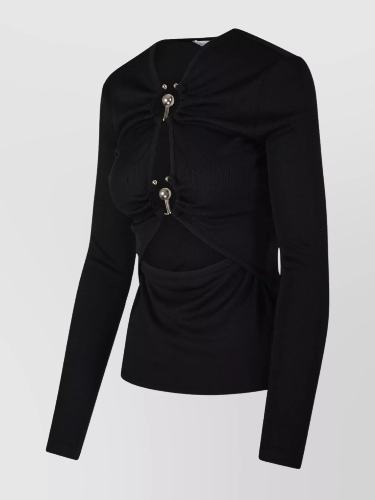 Christopher Esber Orbit Ruched Cutout Long-sleeve Ribbed Top