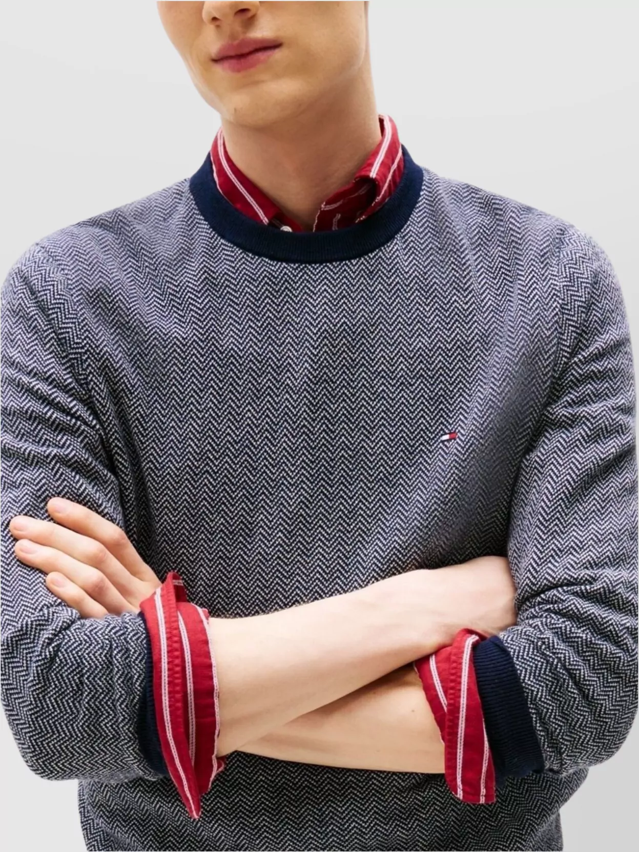 Tommy Hilfiger Herringbone Crew Neck Long Sleeve Sweater