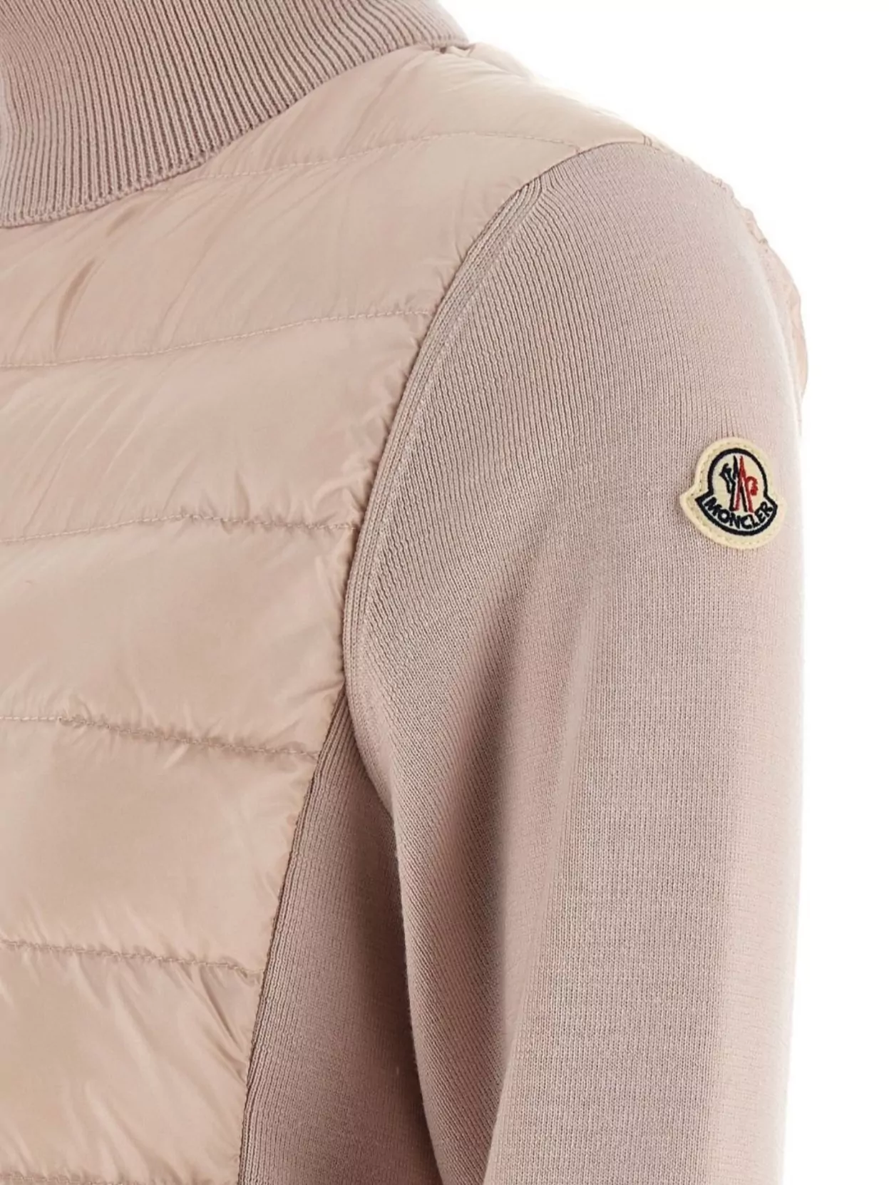 Moncler Two-Material Cardigan Featuring Quilted Front