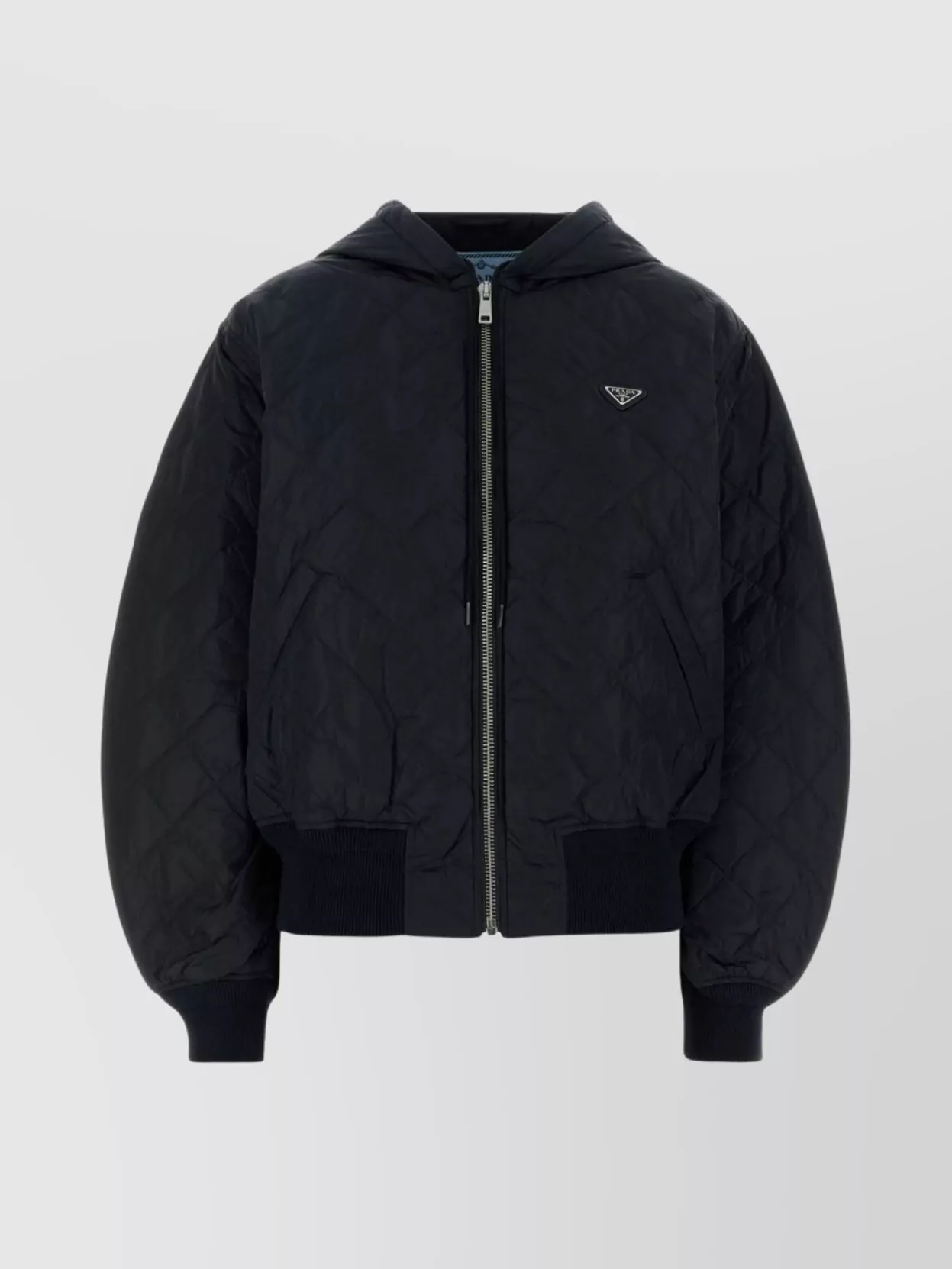 Prada Bomber In Re-nylon Blu Scuro Donna In Animal Print