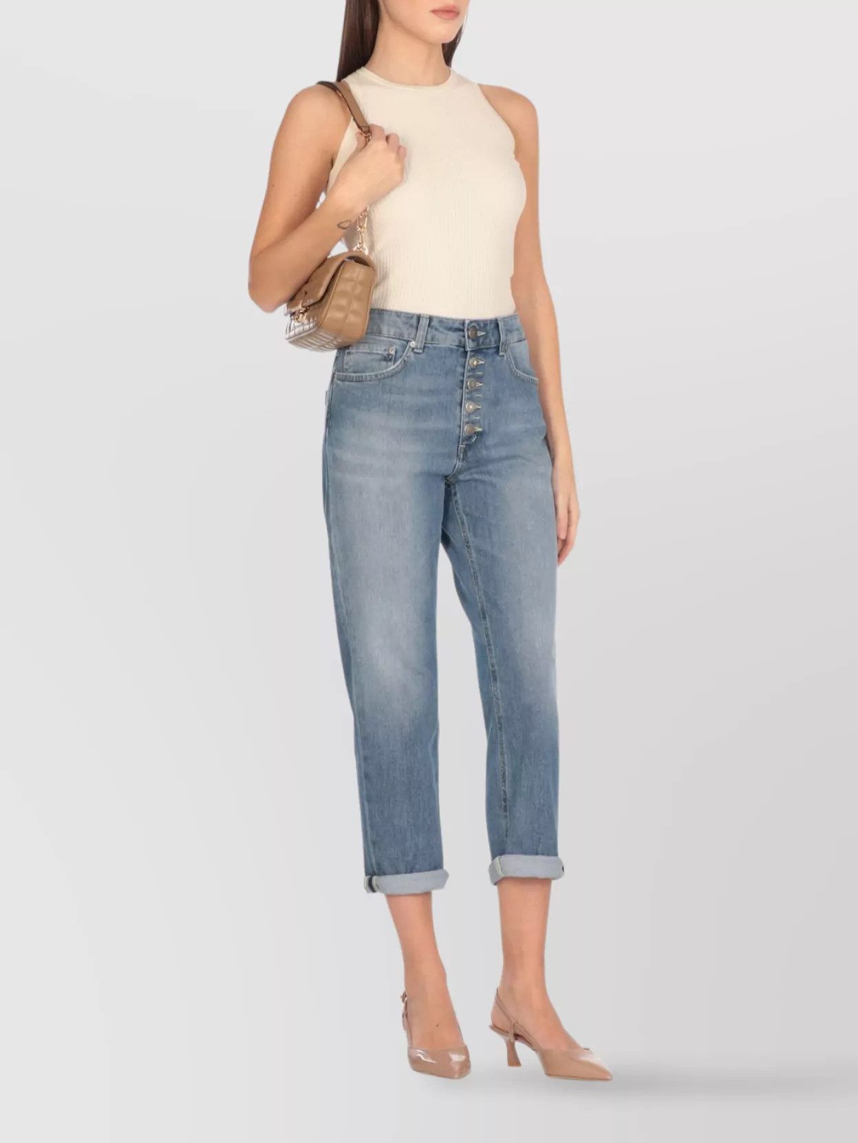 Dondup Straight Cotton Jeans Rolled Cuffs