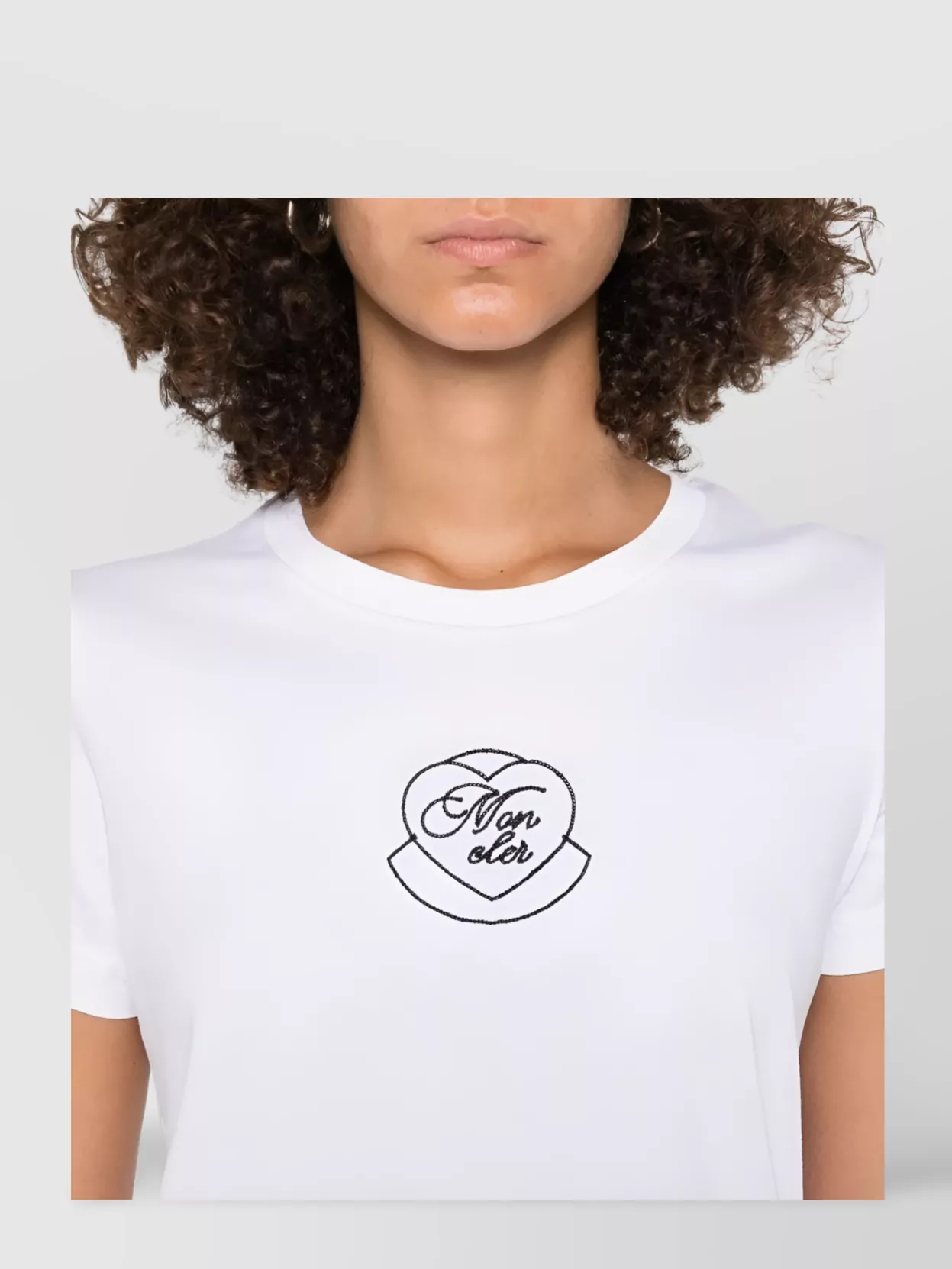 Moncler Heart Motif Short Sleeve Crew Neck Top