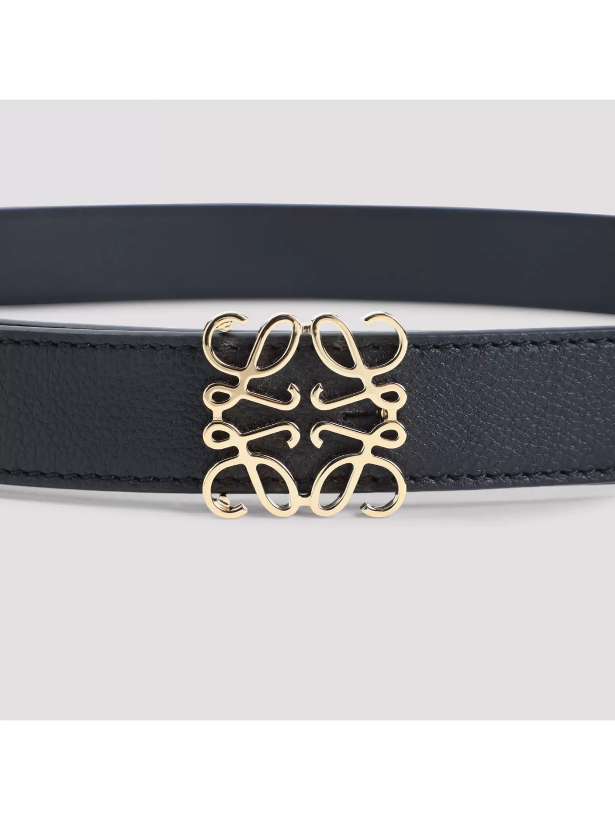 Loewe Calfskin Leather Belt With Intricate Gold-tone Buckle In Black